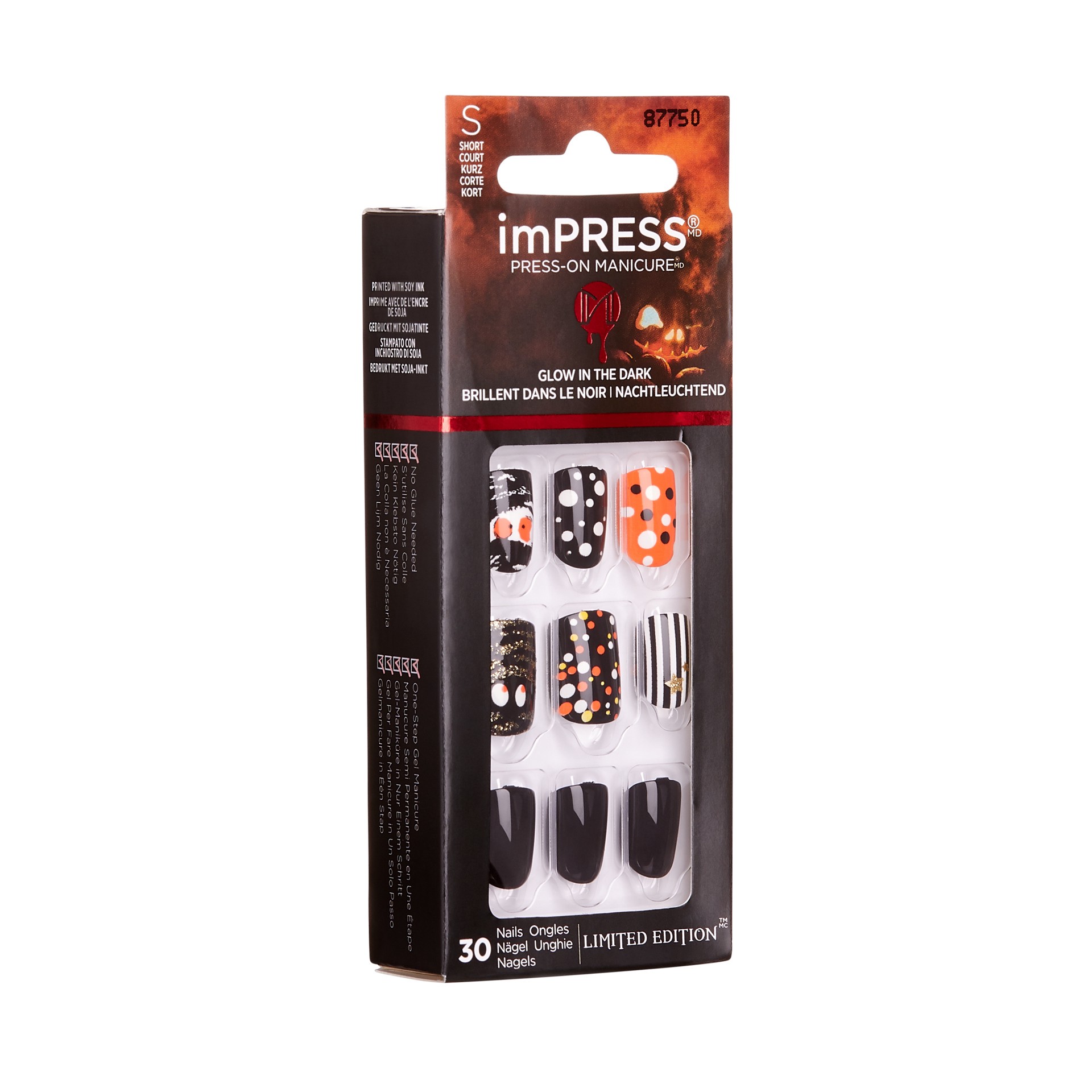 slide 5 of 5, imPRESS Halloween Press-on Nails, ‘Bone appetit'', 30 Count, 1 ct