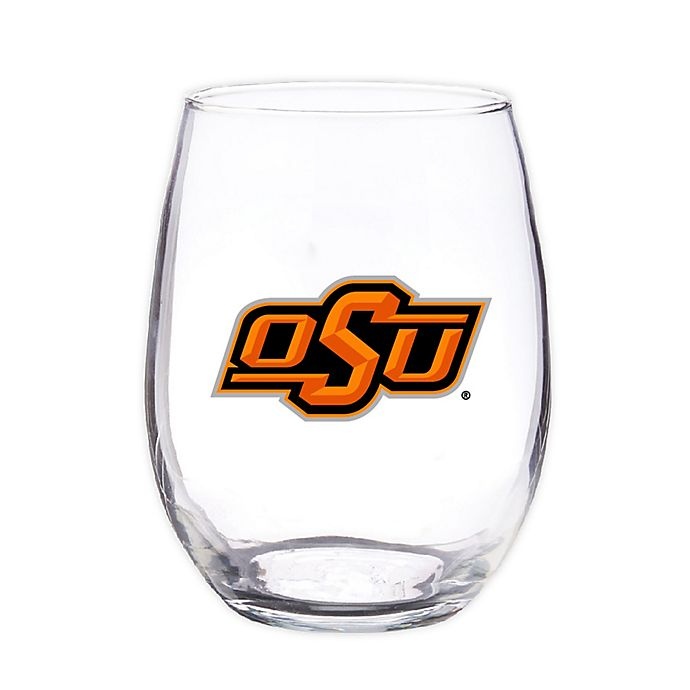 slide 1 of 2, NCAA Oklahoma State University 16 oz. Clear Plastic Stemless Wine Glasses Set, 4 ct