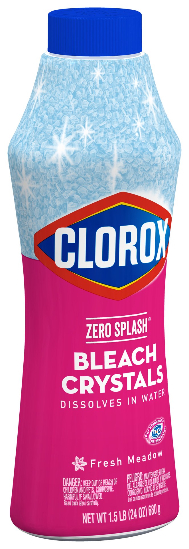 slide 2 of 5, Clorox Zero Splash Bleach Crystals, Fresh Meadow, 24 Ounces, 24 oz