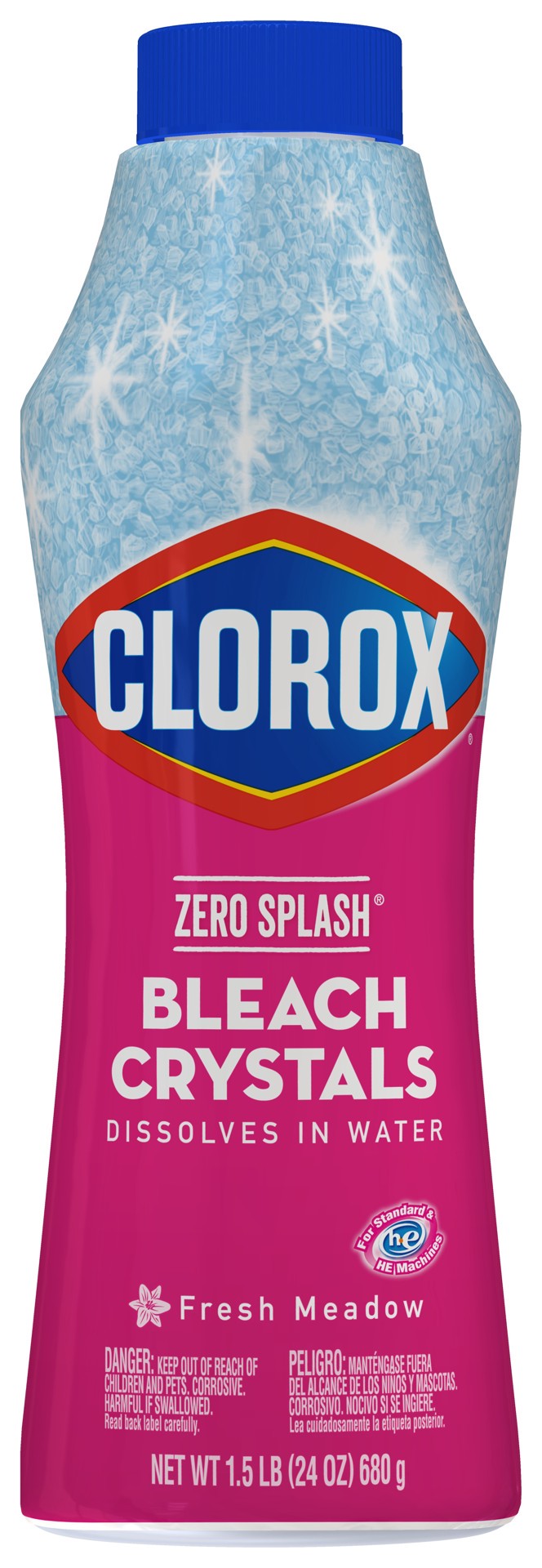 slide 1 of 5, Clorox Zero Splash Bleach Crystals, Fresh Meadow, 24 Ounces, 24 oz