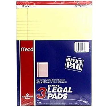 slide 1 of 1, Mead Canary Legal Pads Paper Ruled Perforated, 3 ct