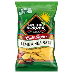 On The Border Cafe Style Tortilla Chips, Lime & Sea Salt Flavor, 13 oz Bag