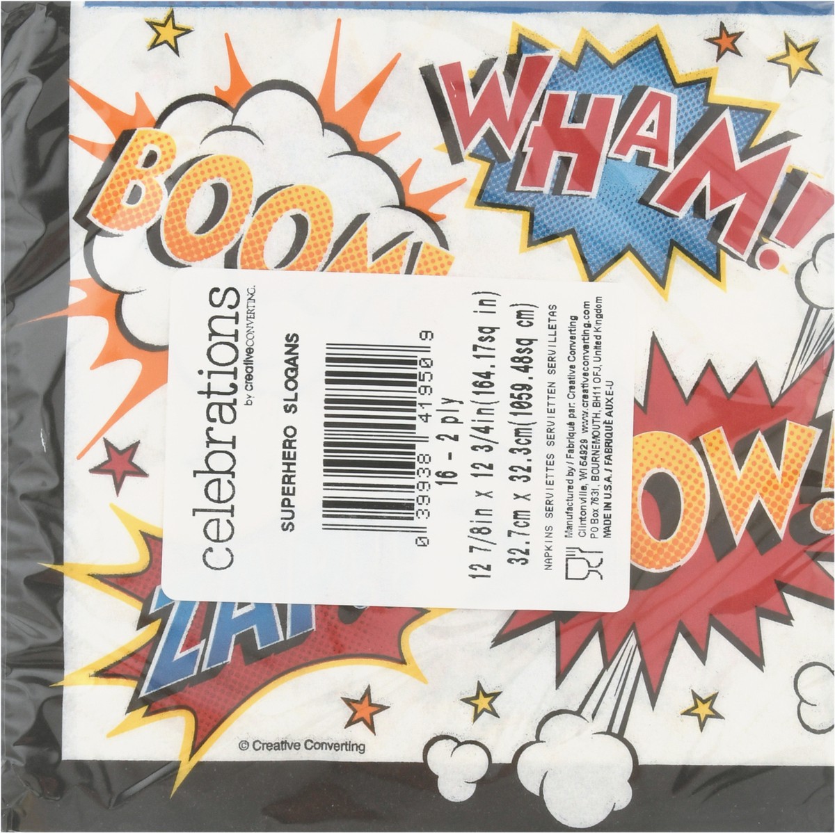 slide 3 of 12, Celebrations Creative Converting Superhero Slogn Lunch Napkins, 16 ct