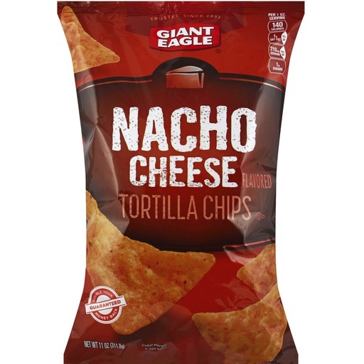 slide 1 of 1, Giant Eagle Nacho Cheese Flavored Tortilla Chips, 11 oz