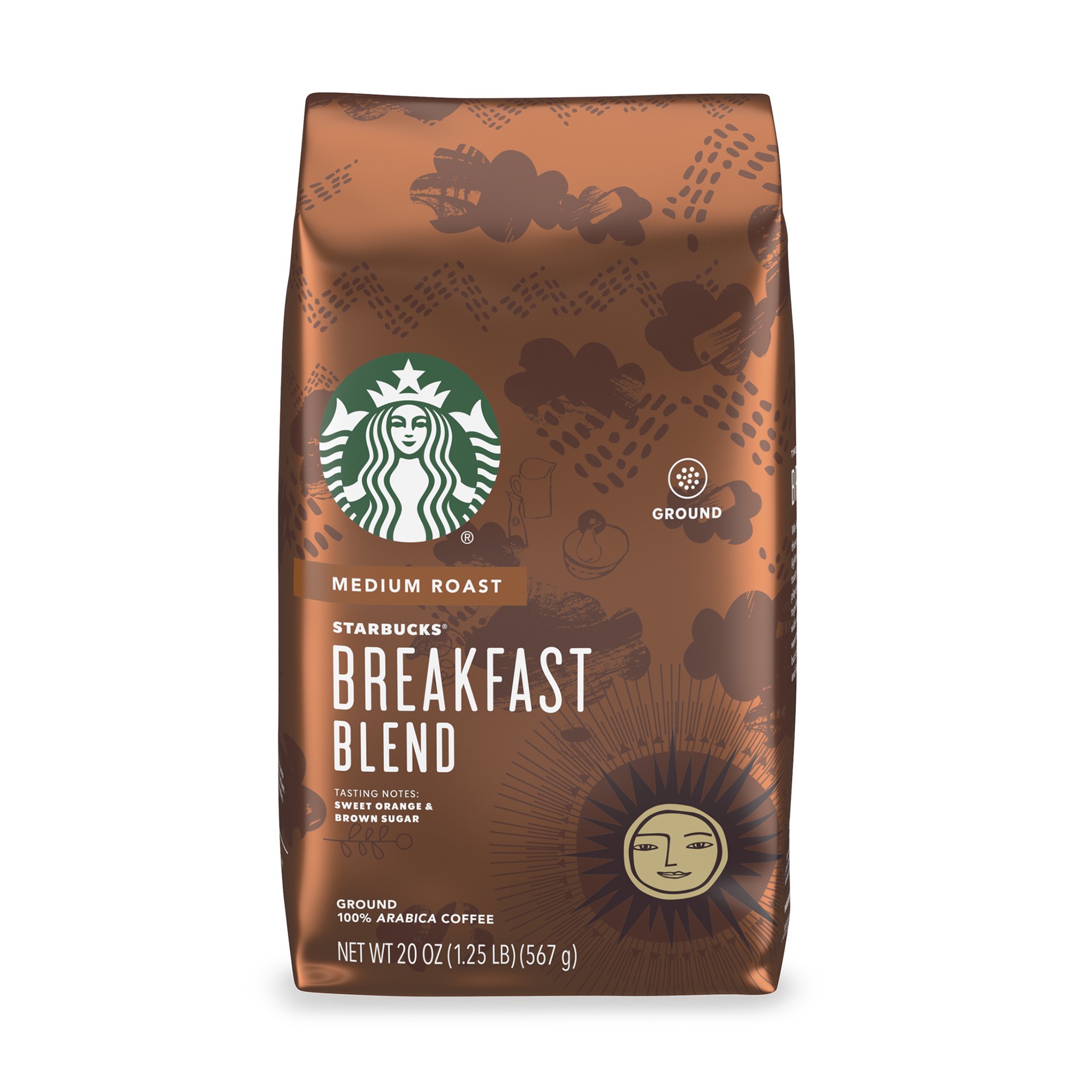 slide 1 of 9, Starbucks Ground Coffee—Medium Roast Coffee—Breakfast Blend—100% Arabica—1 bag (20 oz), 20 oz