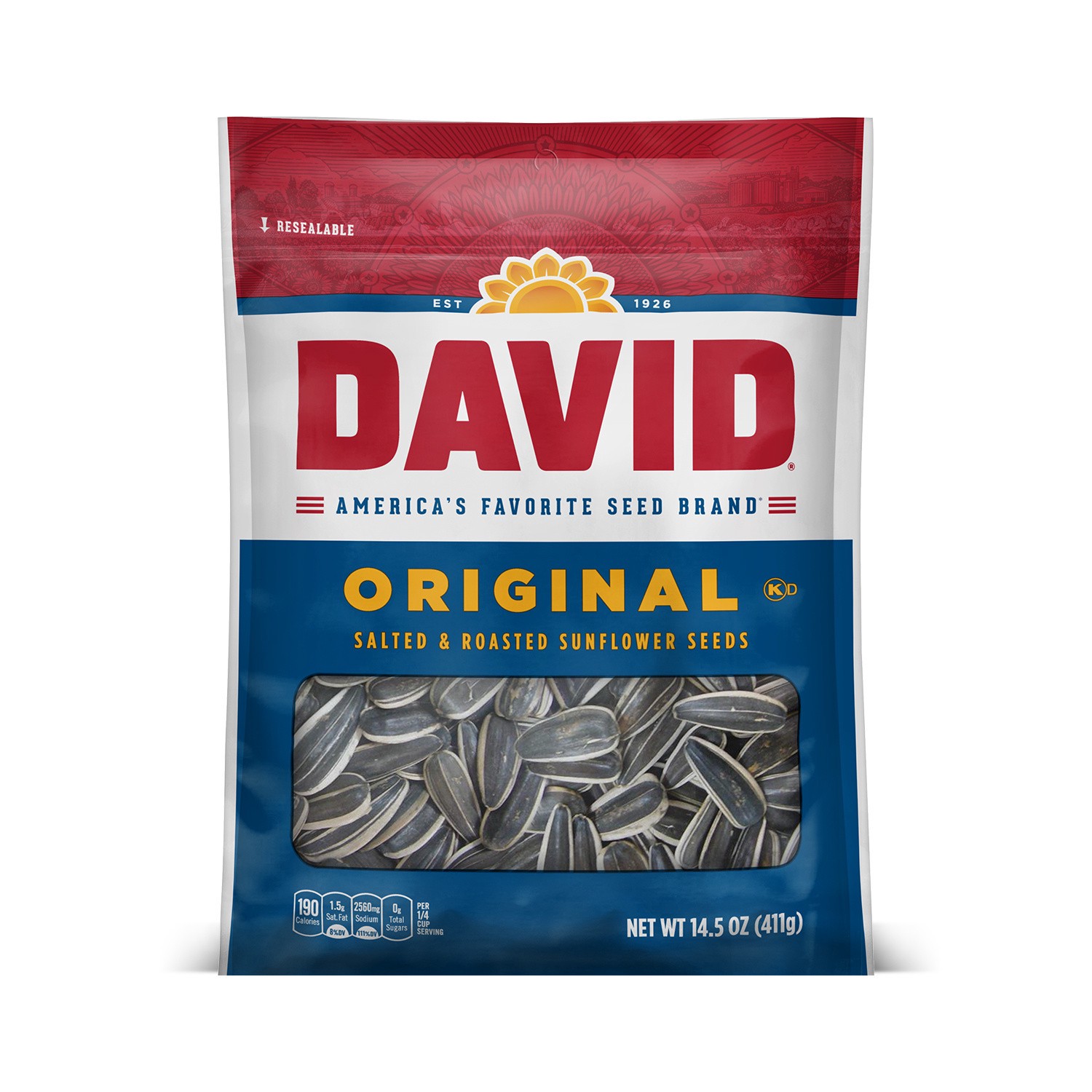 slide 1 of 5, David Roasted and Salted Original Sunflower Seeds, Keto Friendly Snack, 14.5 oz. Bag, 14.5 oz