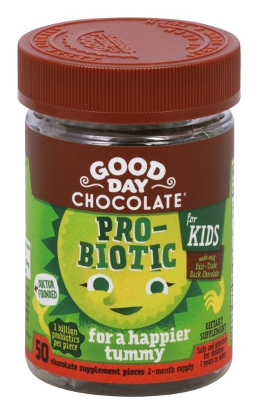 slide 1 of 6, Good Day Chocolate Kid's Good Day Chocolate Probiotic Dietary Supplement Chewables, 50 ct