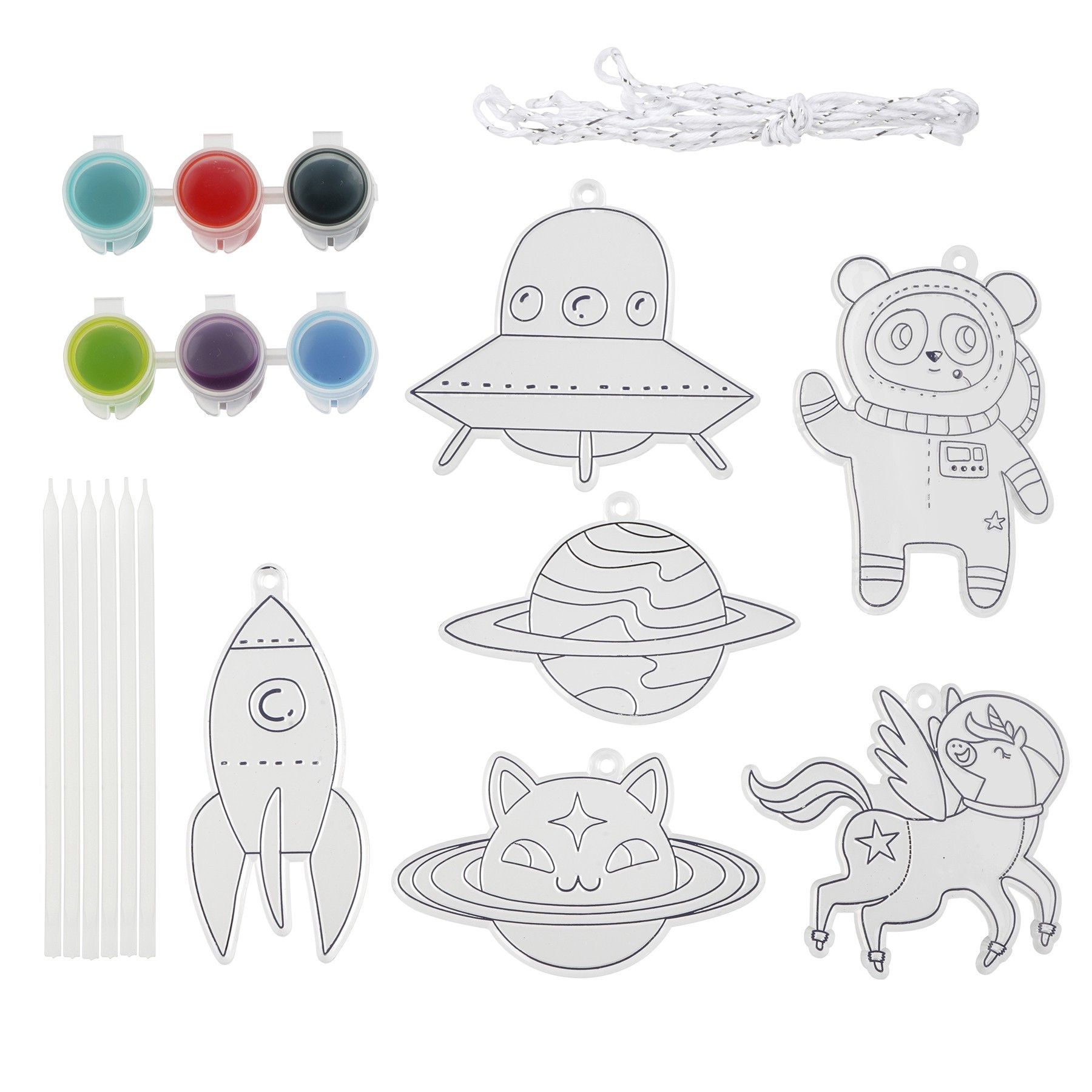 slide 2 of 3, Color Your Way Space Suncatcher Kit By Creatology, 3.95 in x 4.5 in