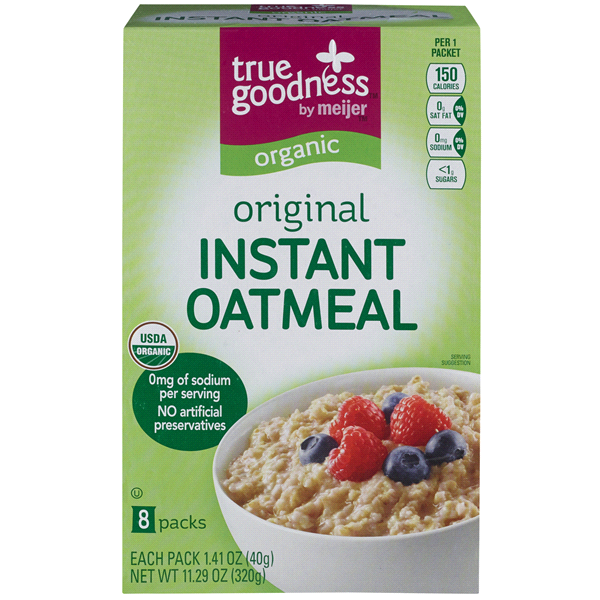 slide 1 of 1, True Goodness Organic Instant Oatmeal, Original, 11.29 oz