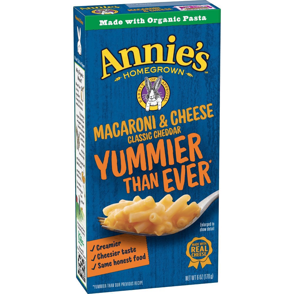 slide 65 of 108, Annie's Annie''s Classic Cheddar Macaroni and Cheese Dinner with Organic Pasta, 6 OZ, 6 oz