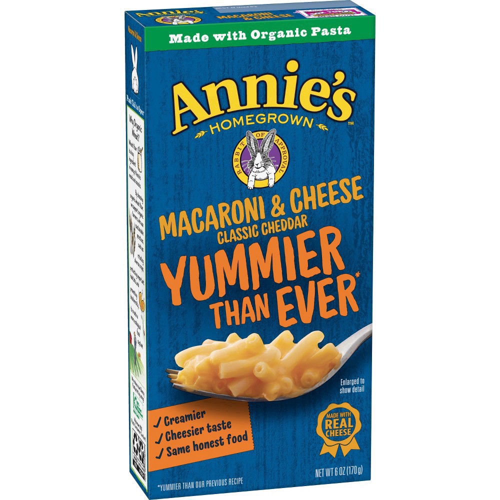 slide 59 of 108, Annie's Annie''s Classic Cheddar Macaroni and Cheese Dinner with Organic Pasta, 6 OZ, 6 oz