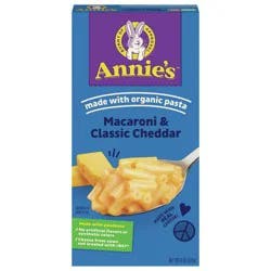 Annie's Macaroni and Classic Cheddar with Organic Pasta, Made with Real Cheese, Dinner Side or Snack, 6 oz