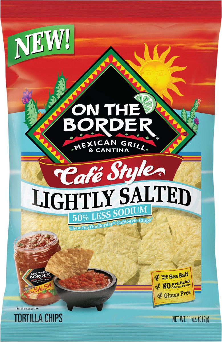 slide 4 of 7, On The Border Lightly Salted Tortilla Chips - 11 oz, 11 oz