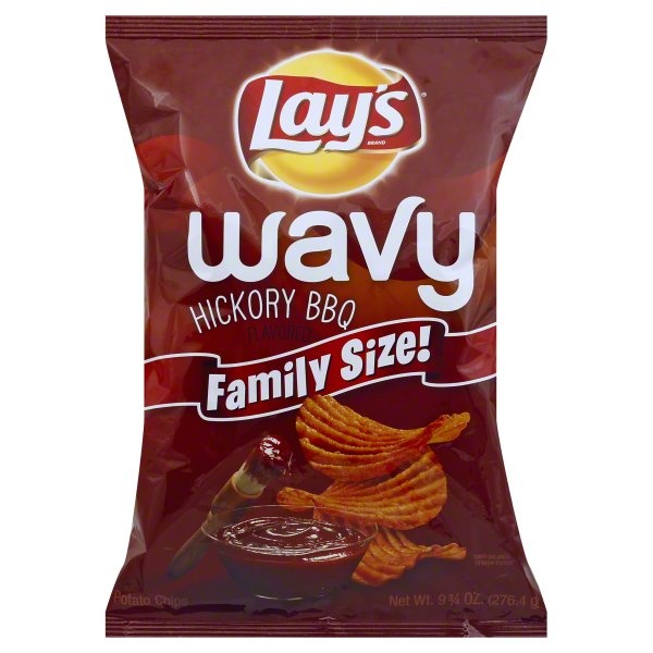 slide 1 of 1, Lay's Wavy Hickory Barbecue Potato Chips, 9.75 oz