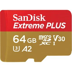 SanDisk Extreme Plus microSD UHS-I Card with Adapter, 64 GB