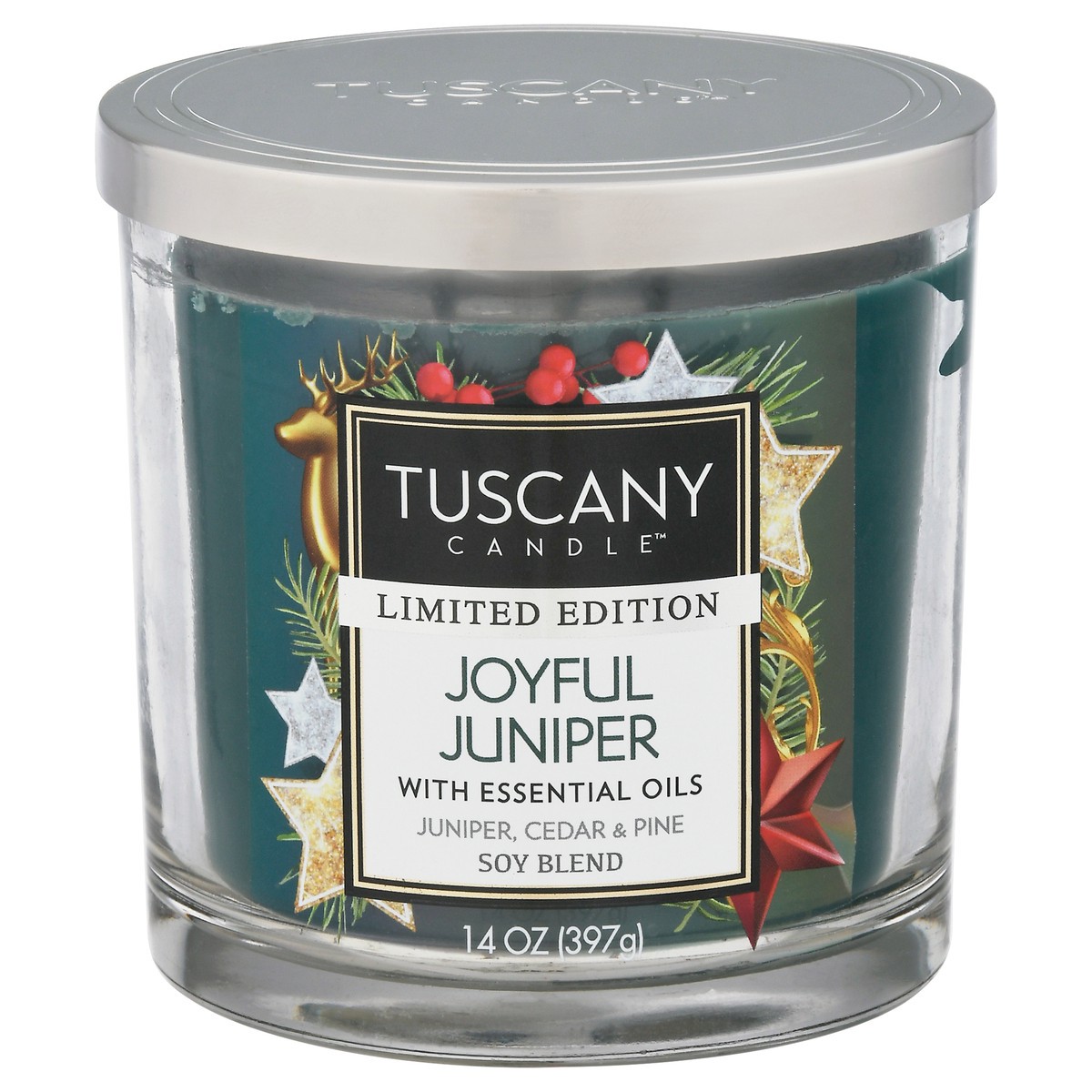 slide 10 of 12, Tuscany Candle Limited Edition Joyful Juniper Scented Candle Jar, 14 oz