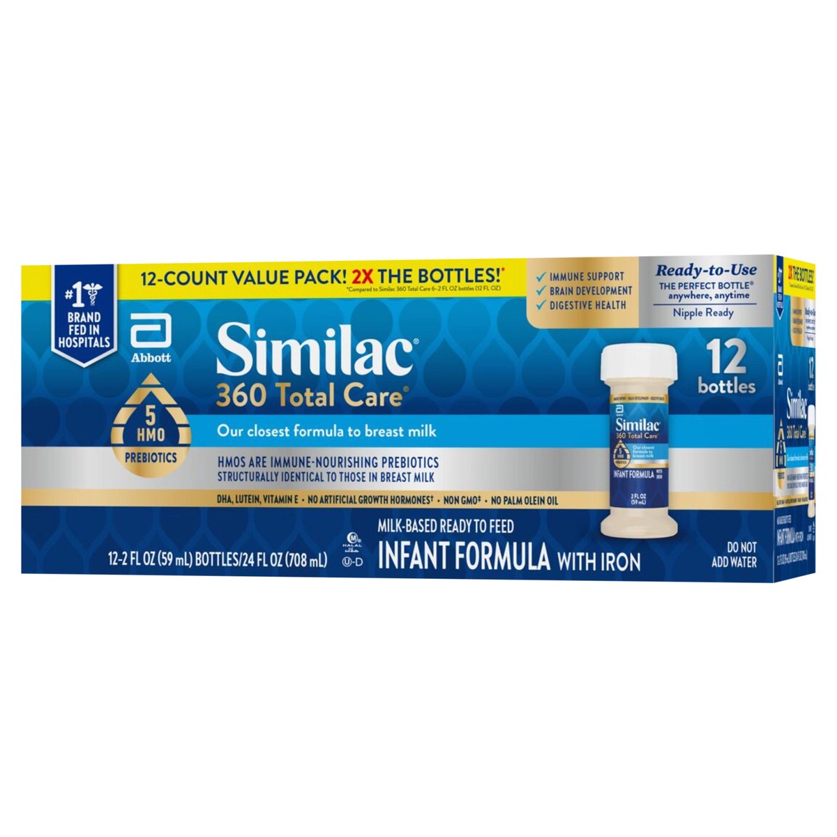 slide 4 of 9, Similac 360 Total Care Advance Infant Formula Ready-to-Feed 12-2 fl oz Bottles, 12 ct