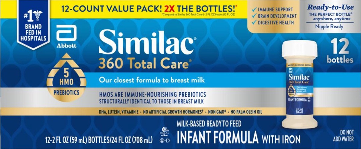 slide 3 of 9, Similac 360 Total Care Advance Infant Formula Ready-to-Feed 12-2 fl oz Bottles, 12 ct