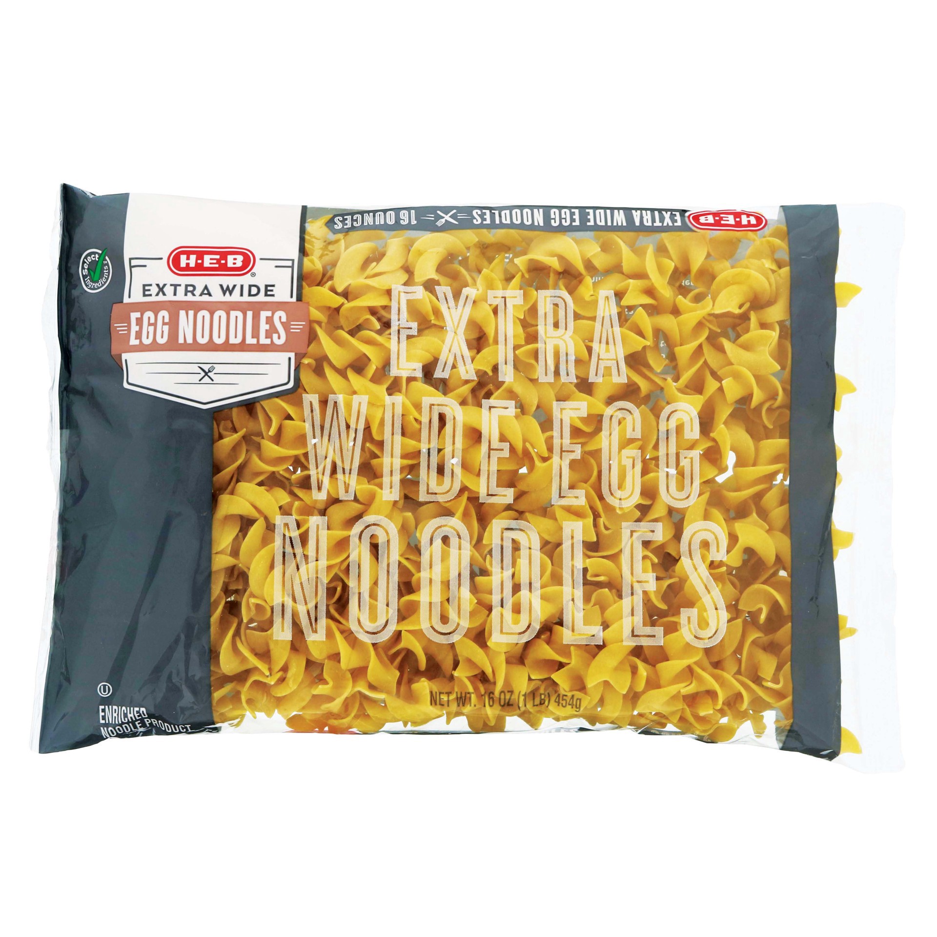 slide 1 of 1, H-E-B Extra Wide Egg Noodles, 16 oz