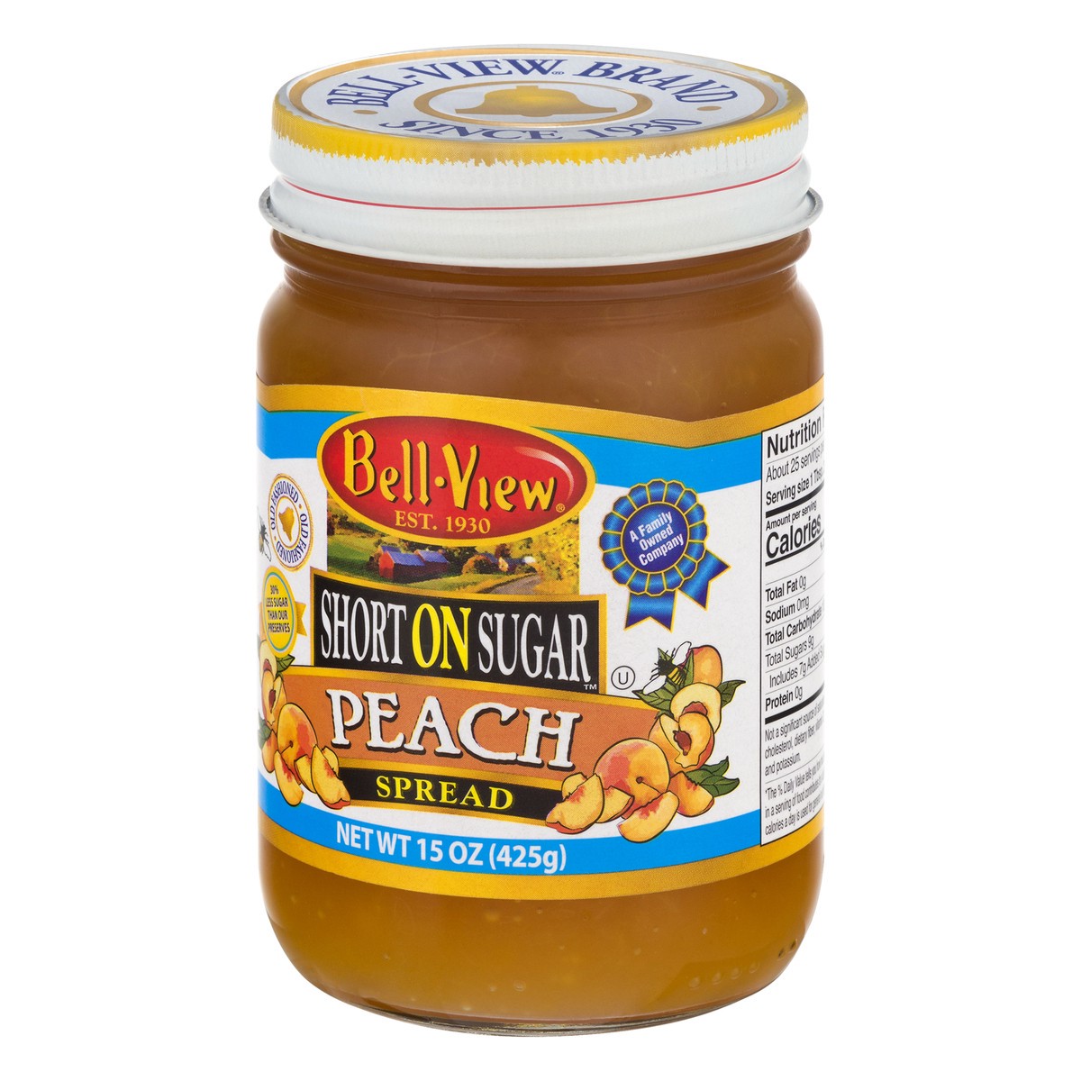 slide 9 of 13, Bell-View Short On Sugar Peach Spread 15 oz, 15 oz