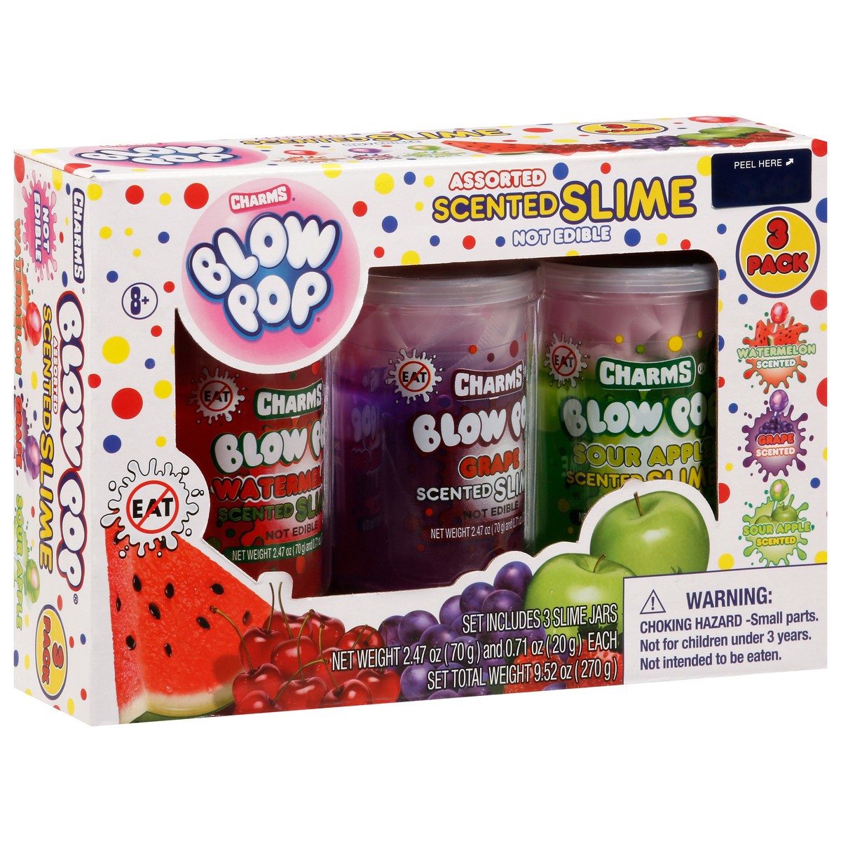 slide 12 of 12, Charms Blow Pop Assorted Scented Slime 3 ea, 3 ct