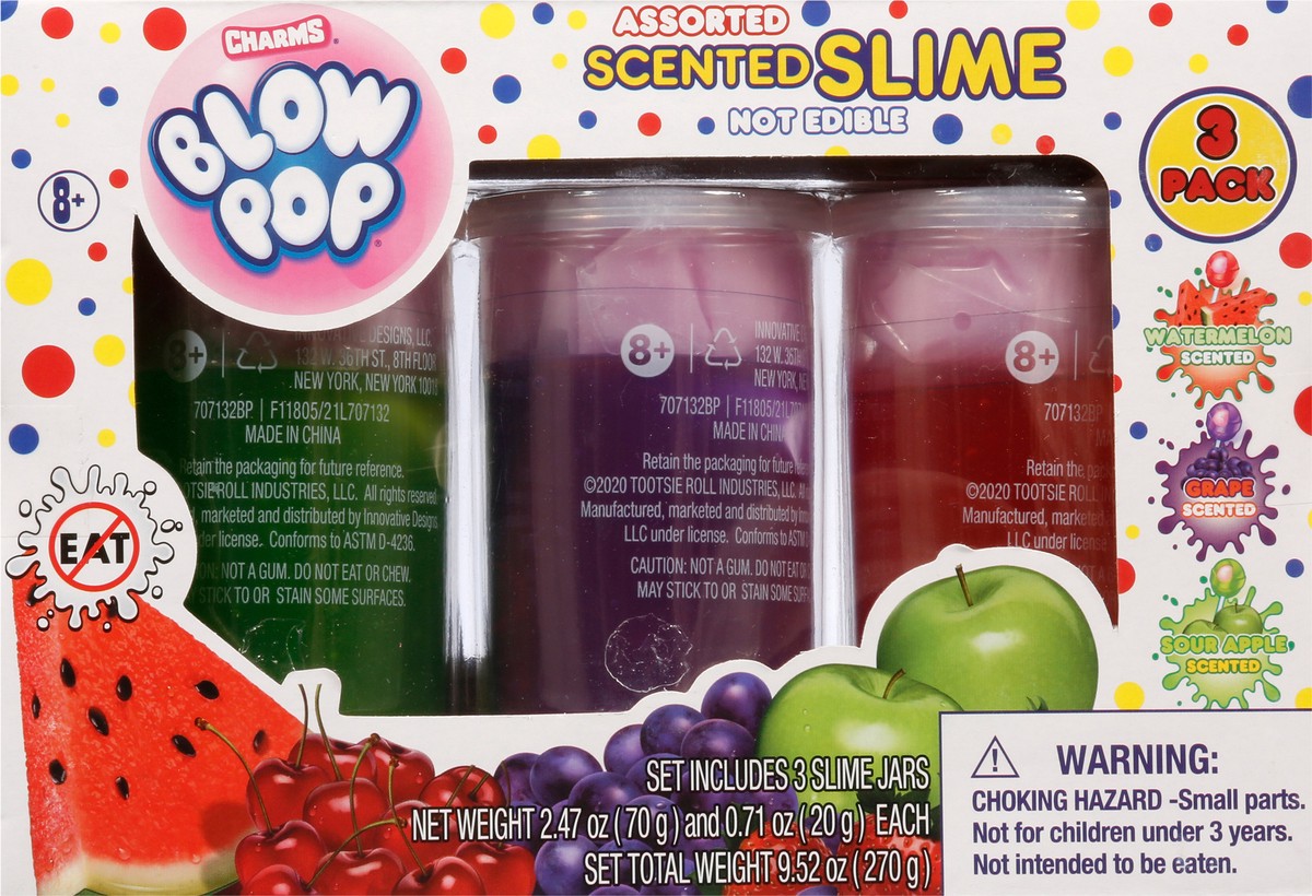 slide 2 of 12, Charms Blow Pop Assorted Scented Slime 3 ea, 3 ct