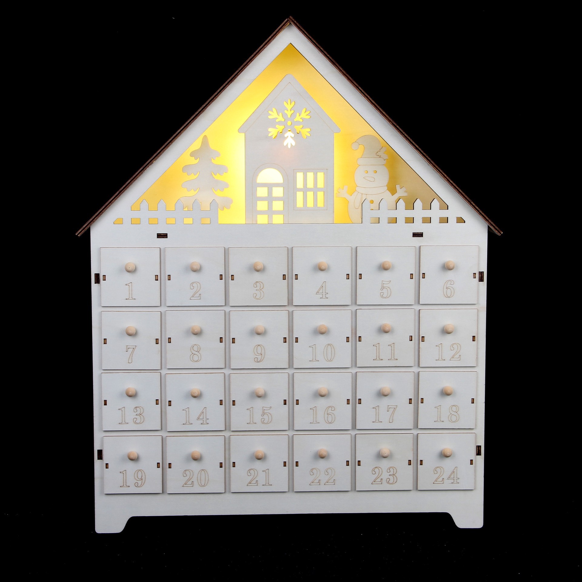 slide 3 of 4, 16.75" House Advent Calendar Diy Led Wood Decor By Make Market, 16.73 in x 20 in x 2.8 in