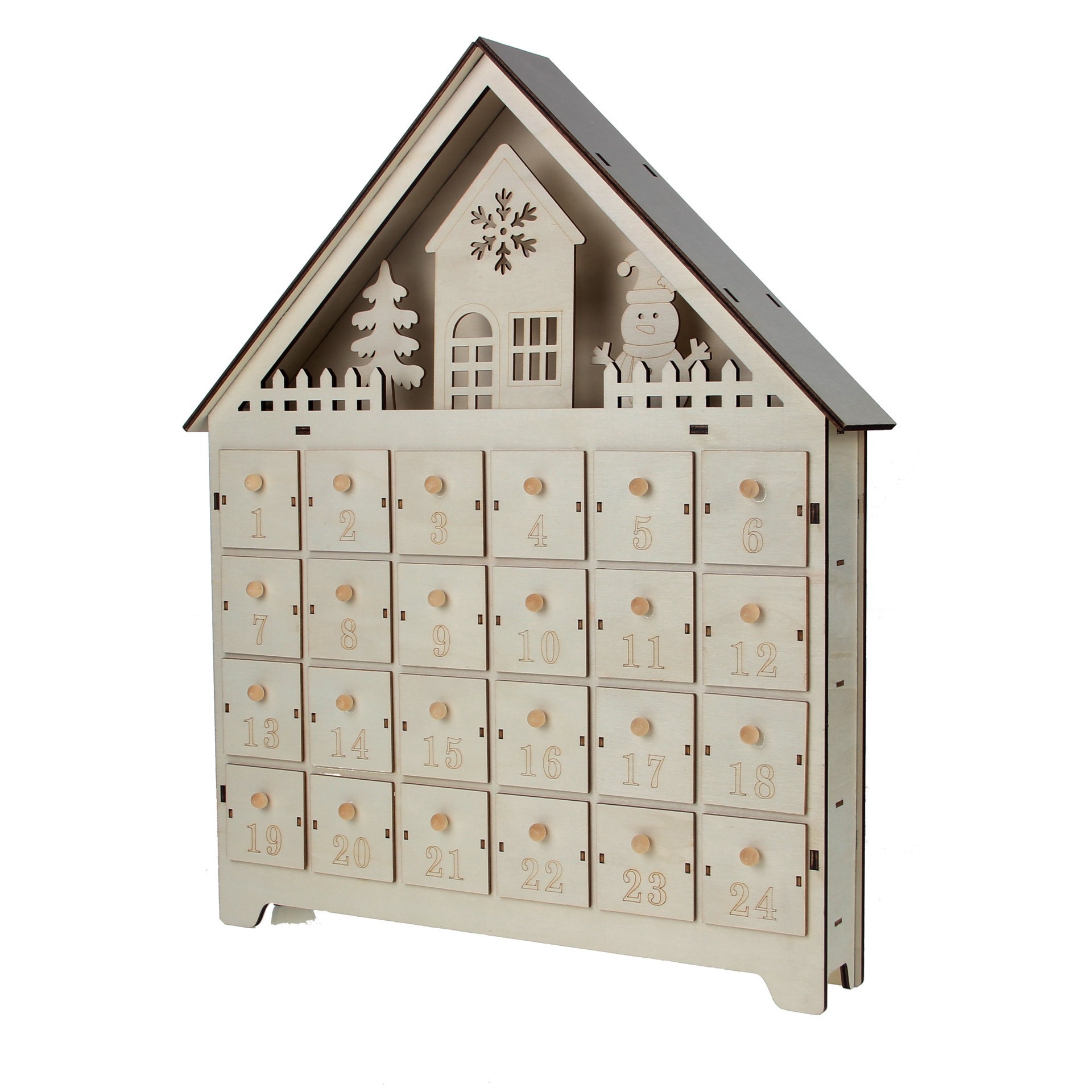 slide 2 of 4, 16.75" House Advent Calendar Diy Led Wood Decor By Make Market, 16.73 in x 20 in x 2.8 in