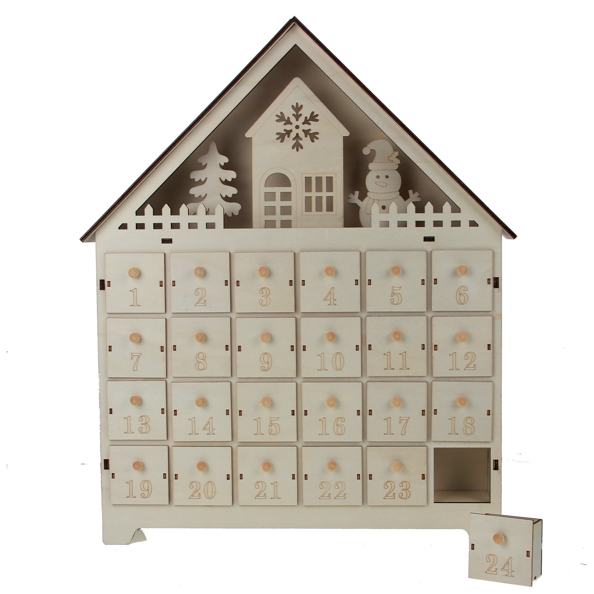 slide 4 of 4, 16.75" House Advent Calendar Diy Led Wood Decor By Make Market, 16.73 in x 20 in x 2.8 in