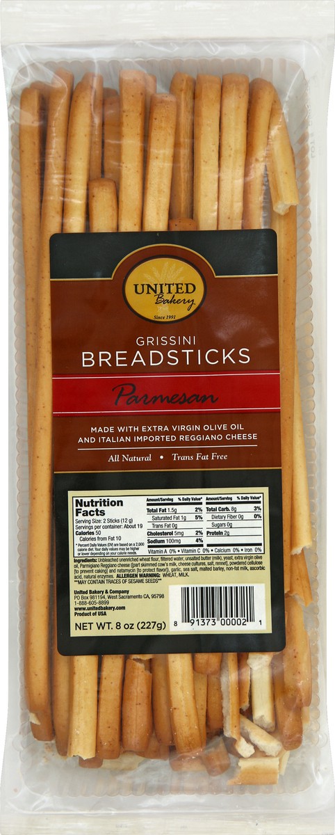 slide 1 of 5, United Bakery Breadsticks 8 oz, 8 oz