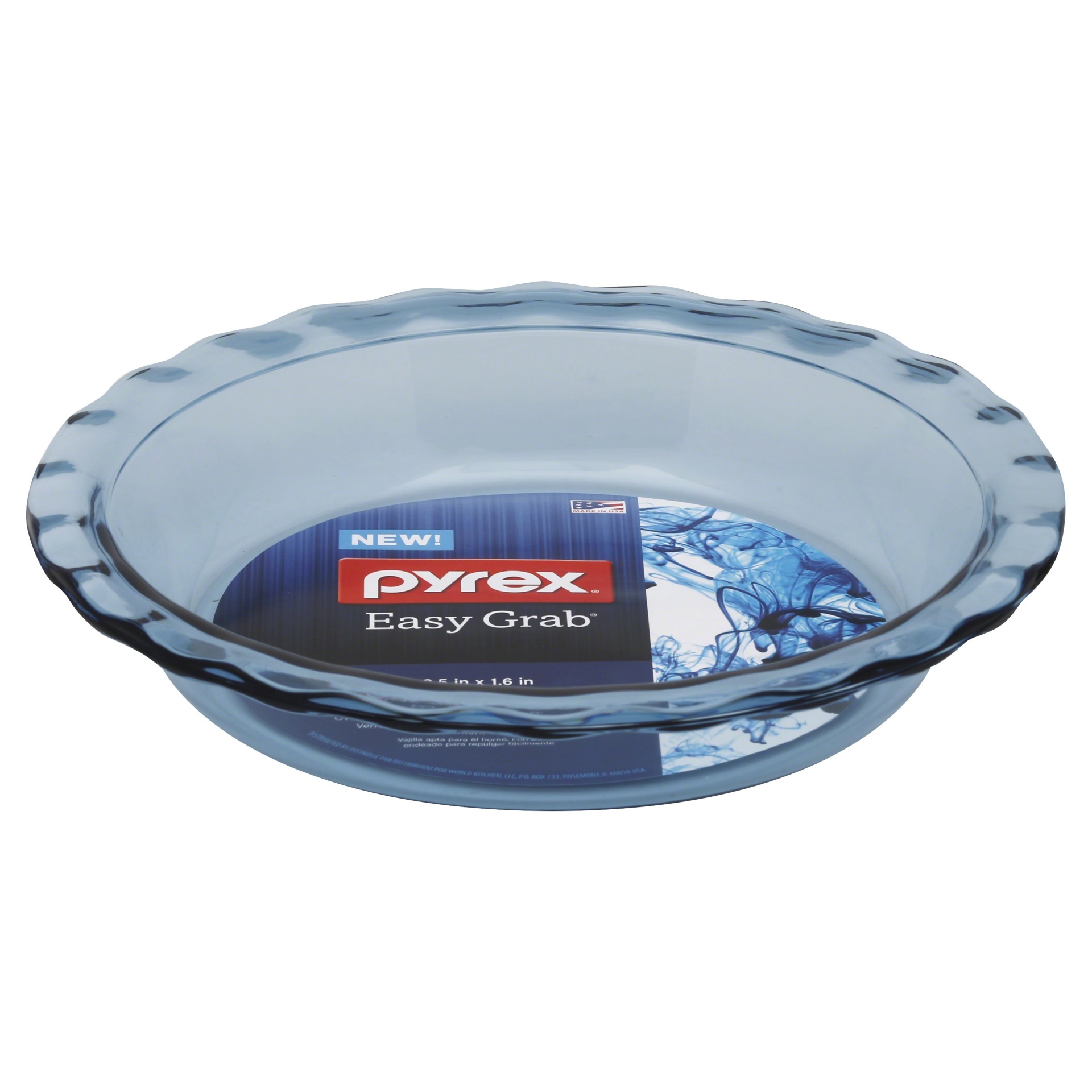 slide 1 of 1, Pyrex Easy Grab Oven Safe Glass with Fluted Edge for Easy Crimping, 9.5 in