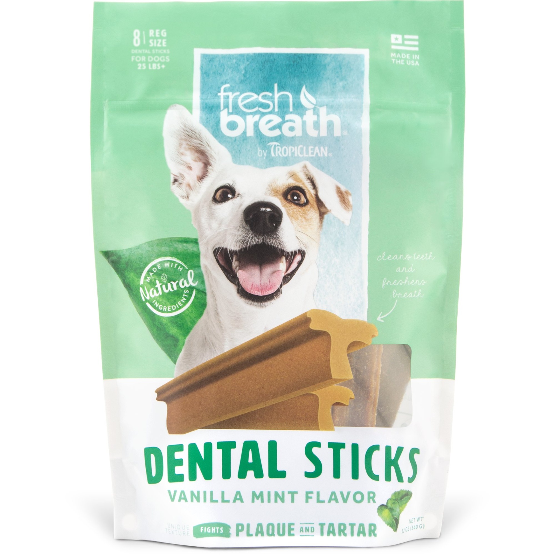 slide 1 of 1, TropiClean Fresh Breath Regular Dental Sticks Advanced for Dogs, 8 ct; 8 oz