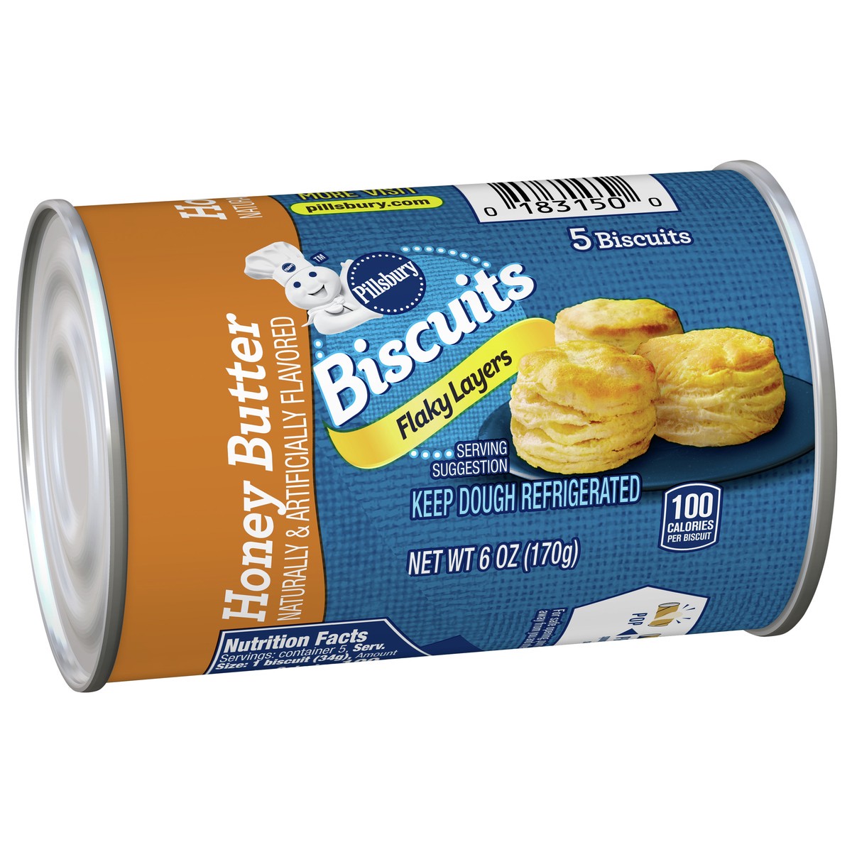 slide 10 of 11, Pillsbury Honey Butter Flaky Layers Biscuits, 5 Biscuits, 6 oz, 5 ct