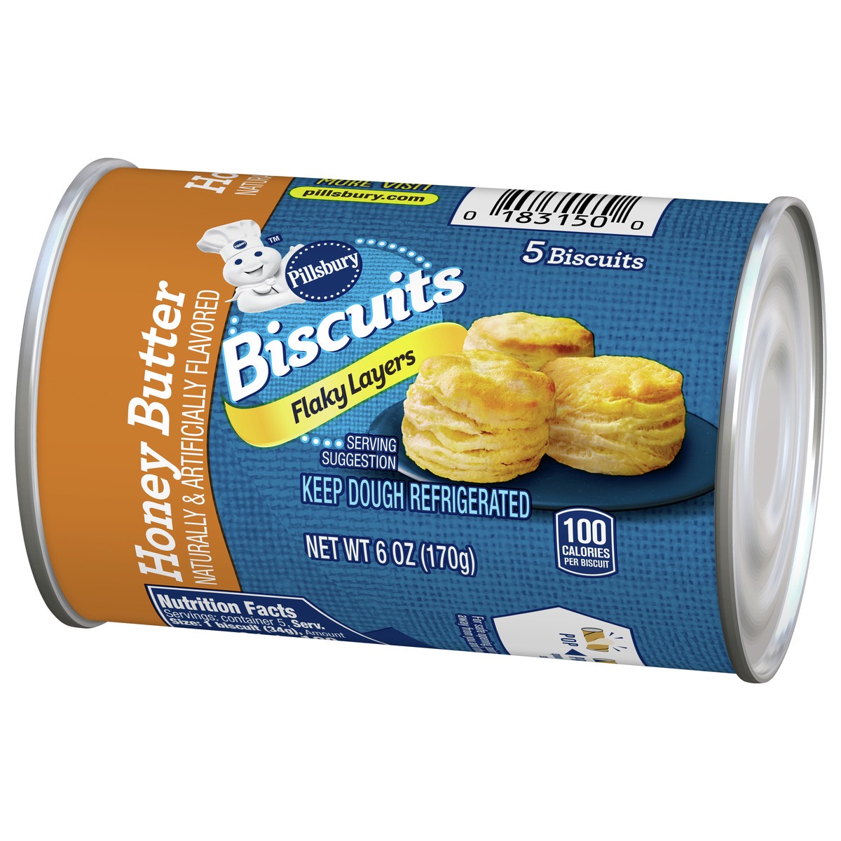 slide 3 of 11, Pillsbury Honey Butter Flaky Layers Biscuits, 5 Biscuits, 6 oz, 5 ct