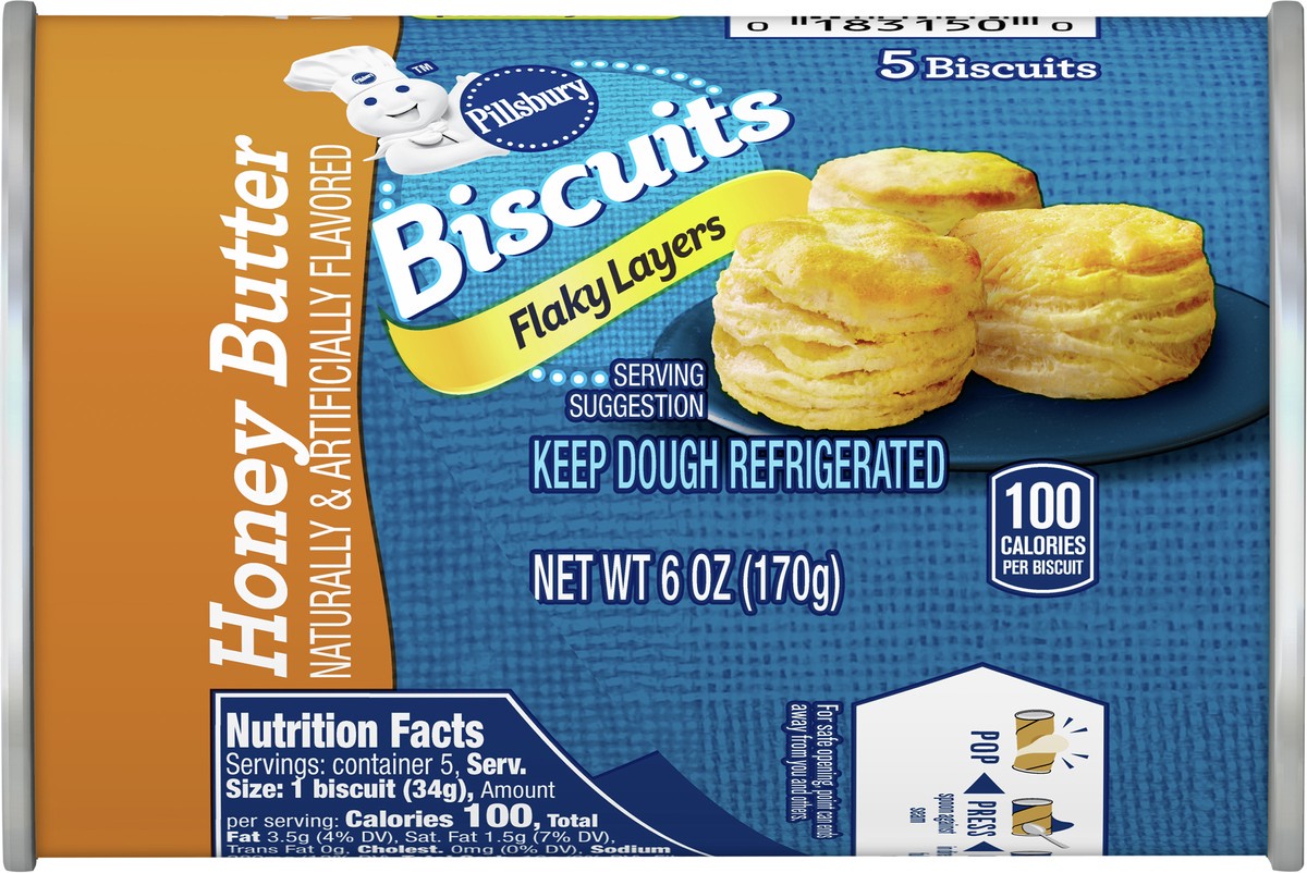 slide 9 of 11, Pillsbury Honey Butter Flaky Layers Biscuits, 5 Biscuits, 6 oz, 5 ct