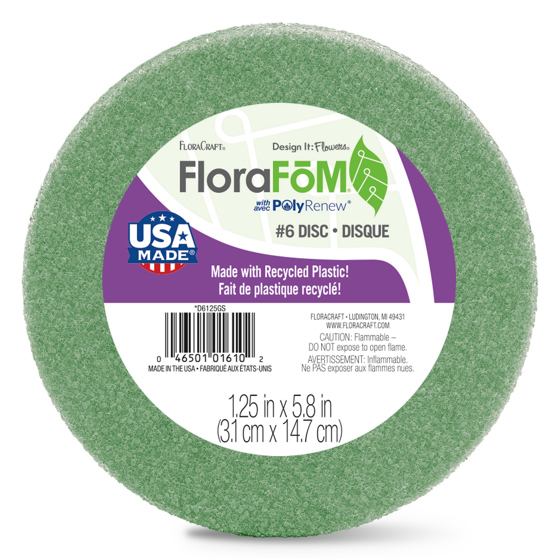 slide 5 of 7, Floracraft Florafōm 6" Disc Green, 5.88 in x 1.18 in