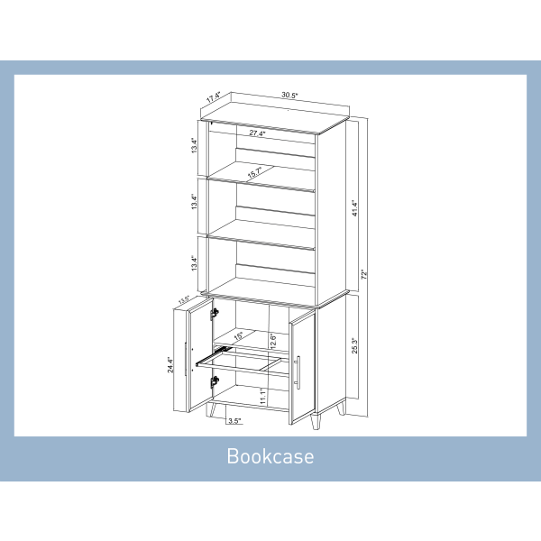 slide 6 of 8, Realspace Koru 72""H 3-Shelf Bookcase With Printer Shelf & File Storage, Two-Tone Slate/Gray Oak, 1 ct