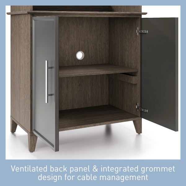slide 2 of 8, Realspace Koru 72""H 3-Shelf Bookcase With Printer Shelf & File Storage, Two-Tone Slate/Gray Oak, 1 ct