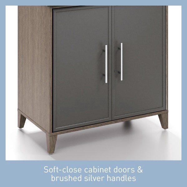 slide 3 of 8, Realspace Koru 72""H 3-Shelf Bookcase With Printer Shelf & File Storage, Two-Tone Slate/Gray Oak, 1 ct