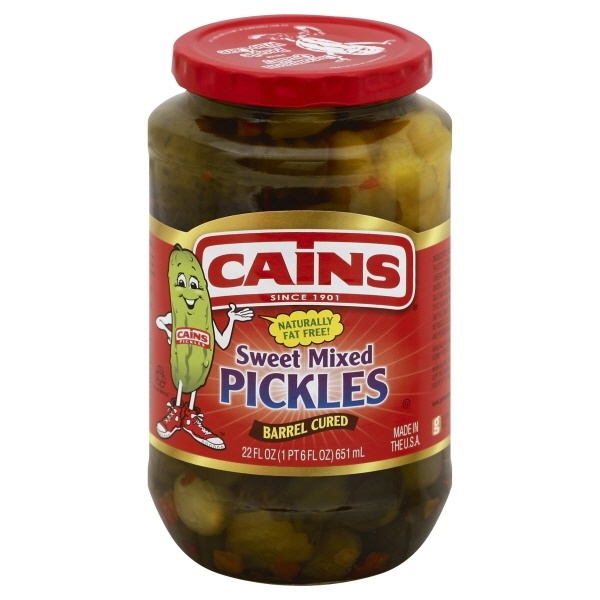 slide 1 of 1, Cain's Cains Pickles - Sweet Mixed, 22 oz