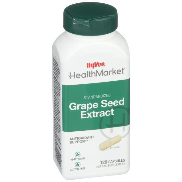 slide 1 of 1, Hy-Vee Healthmarket All Natural Grape Seed Extract Vegetarian Capsules, 120 ct