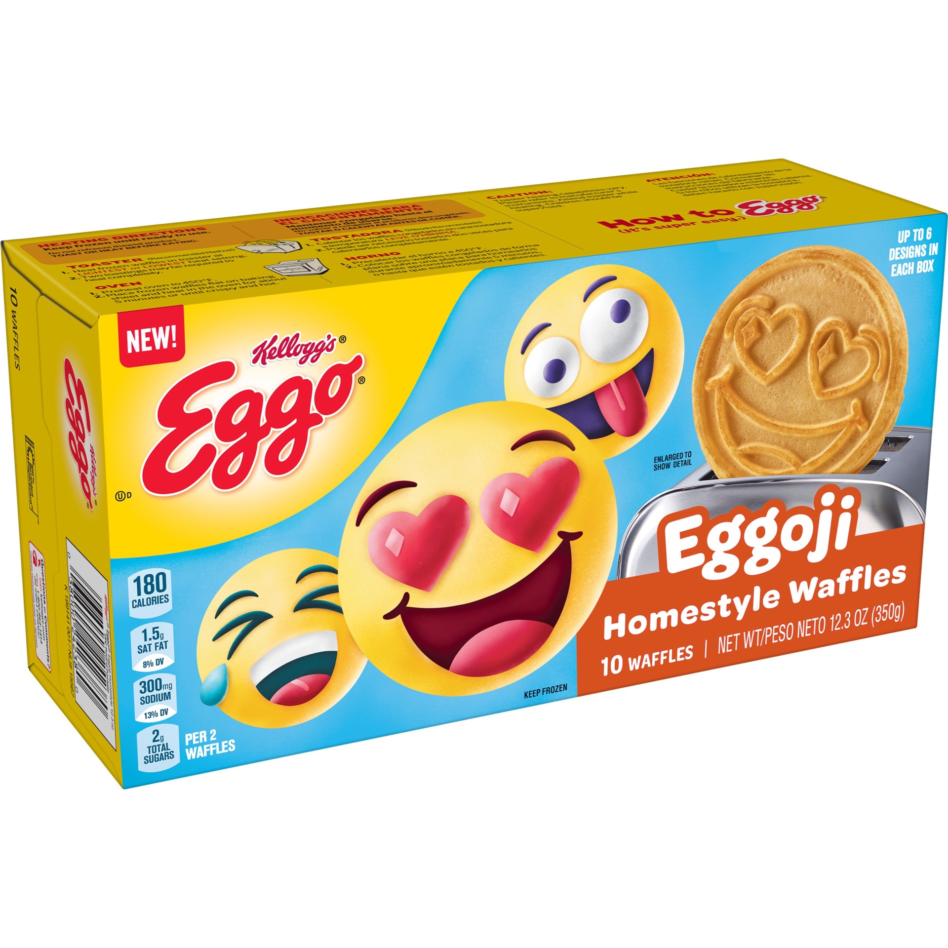 Eggo Frozen Waffles, Frozen Breakfast, Toaster Waffles, Homestyle 12.3
