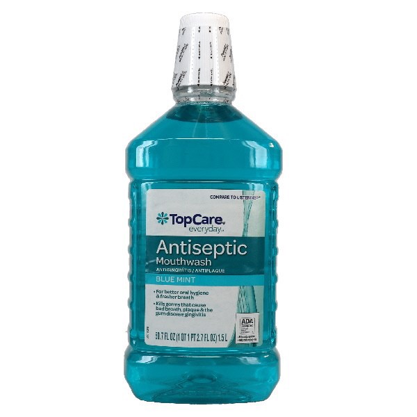 slide 1 of 13, Topcare Everyday Antiseptic Blue Mint Mouthwash 50.7 oz Bottle, 50.7 fl oz