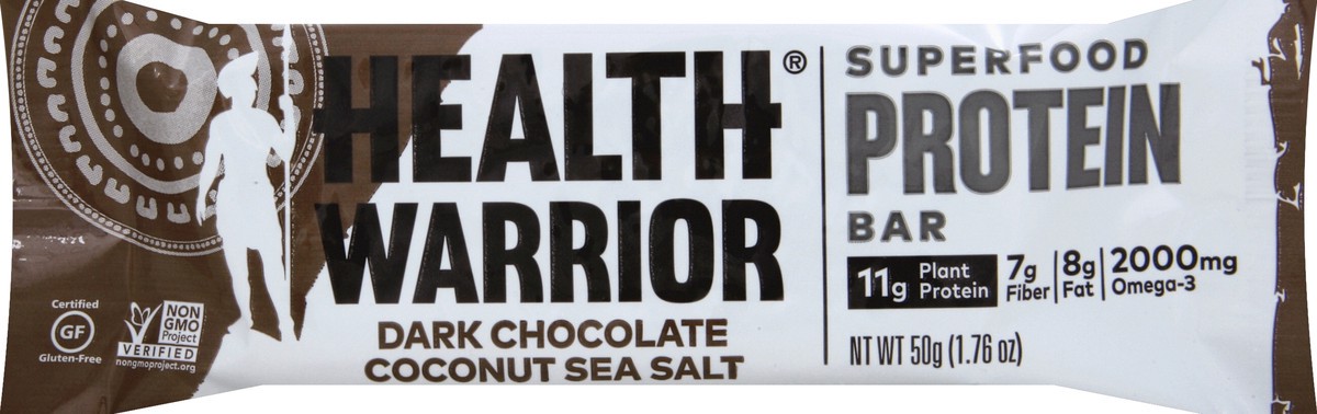 slide 5 of 5, Health Warrior Superfood Protein Bar Dark Chocolate Coconut Sea Salt, 1.7 oz