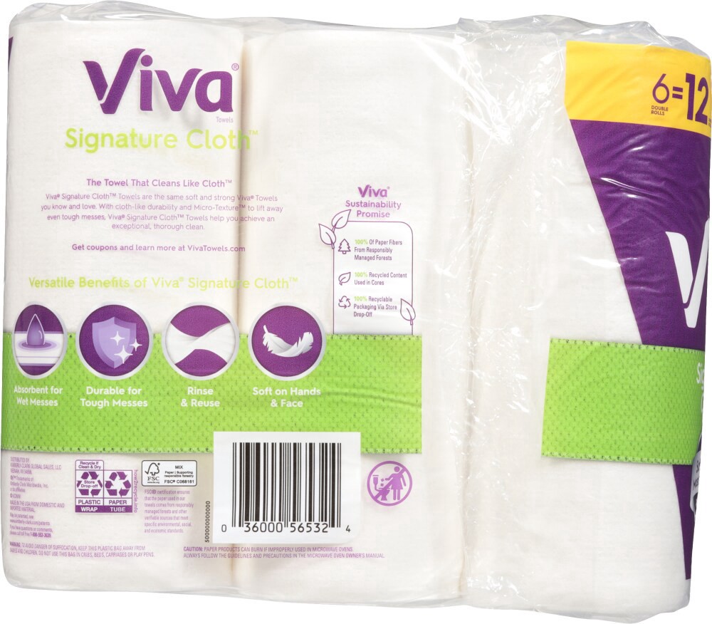 slide 2 of 3, Viva® Signature Cloth™ Double Paper Towels, 6 ct