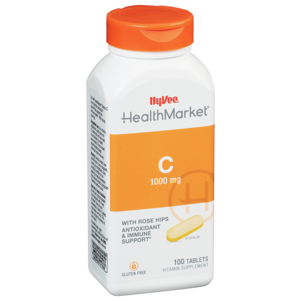 slide 1 of 1, Hy-Vee Healthmarket C-1000 With Rose Hips Dietary Supplement Caplets, 100 ct