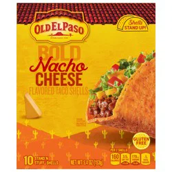 Old El Paso Stand 'N Stuff Bold Nacho Cheese Flavored Taco Shells, Gluten Free, 10 Ct, 5.4 oz