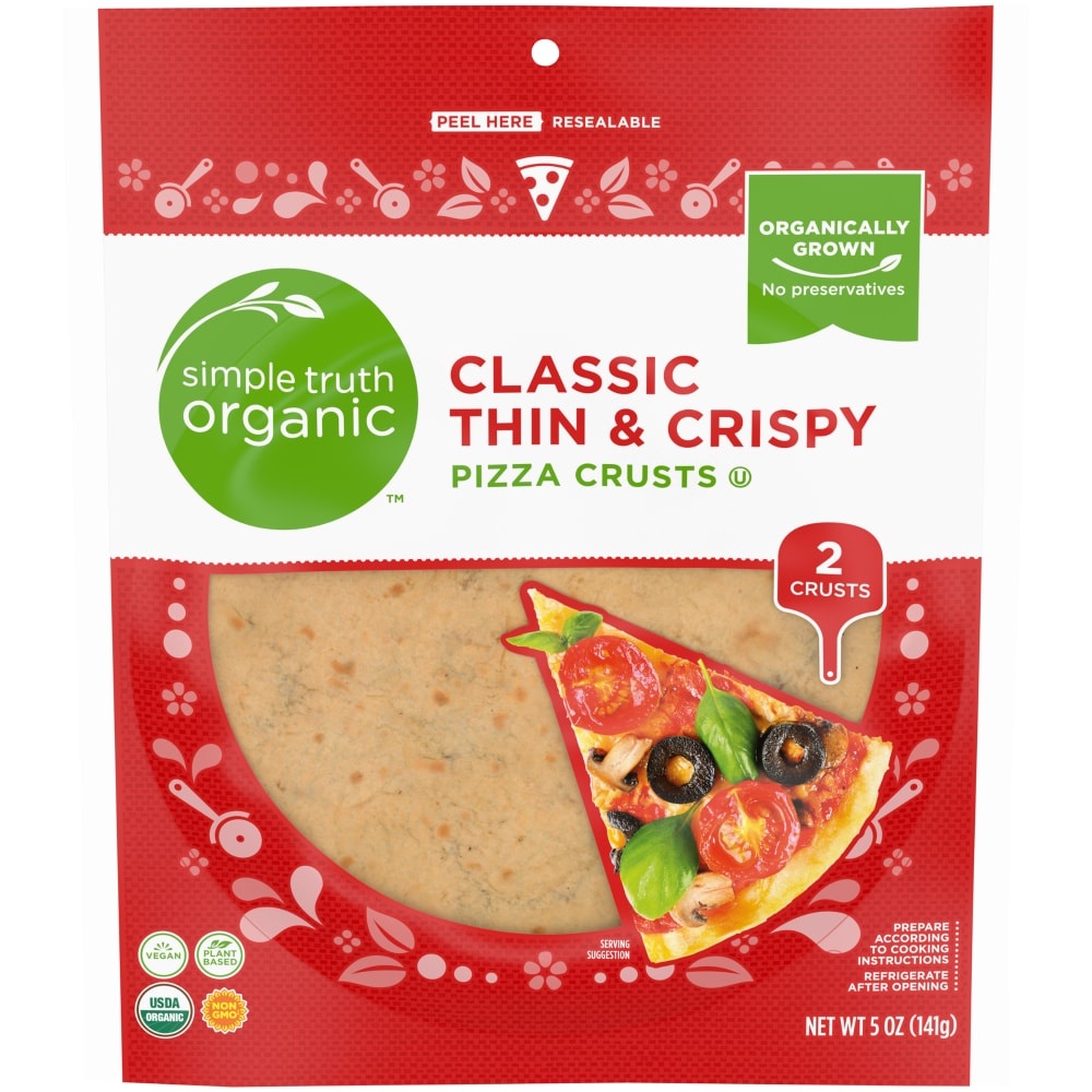 slide 1 of 1, Simple Truth Organic Classic Thin Crispy Pizza Crusts, 5 oz