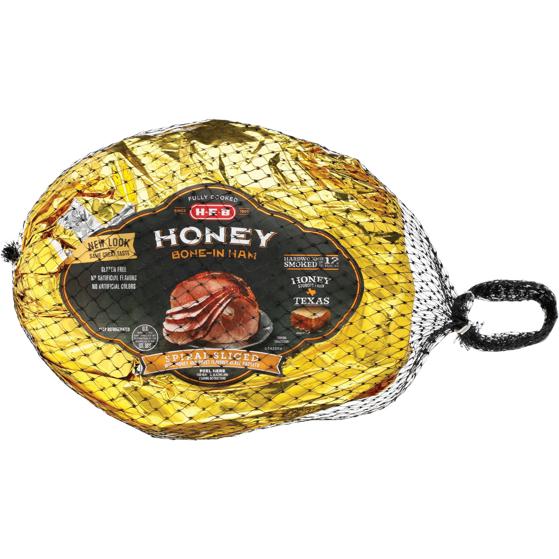slide 1 of 1, H-E-B Fully Cooked Spiral Sliced Honey Cured Ham, per lb