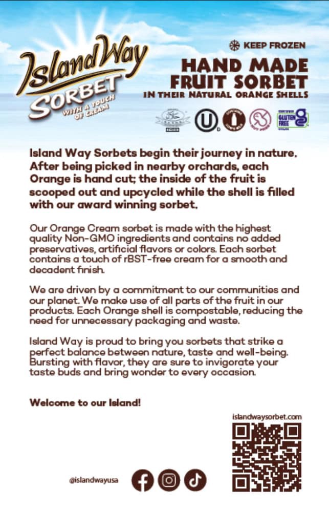 slide 2 of 2, Island Way Sorbert Hand Made Fruit Sorbet in its Natural Orange Fruit Shell, 11.2 fl oz